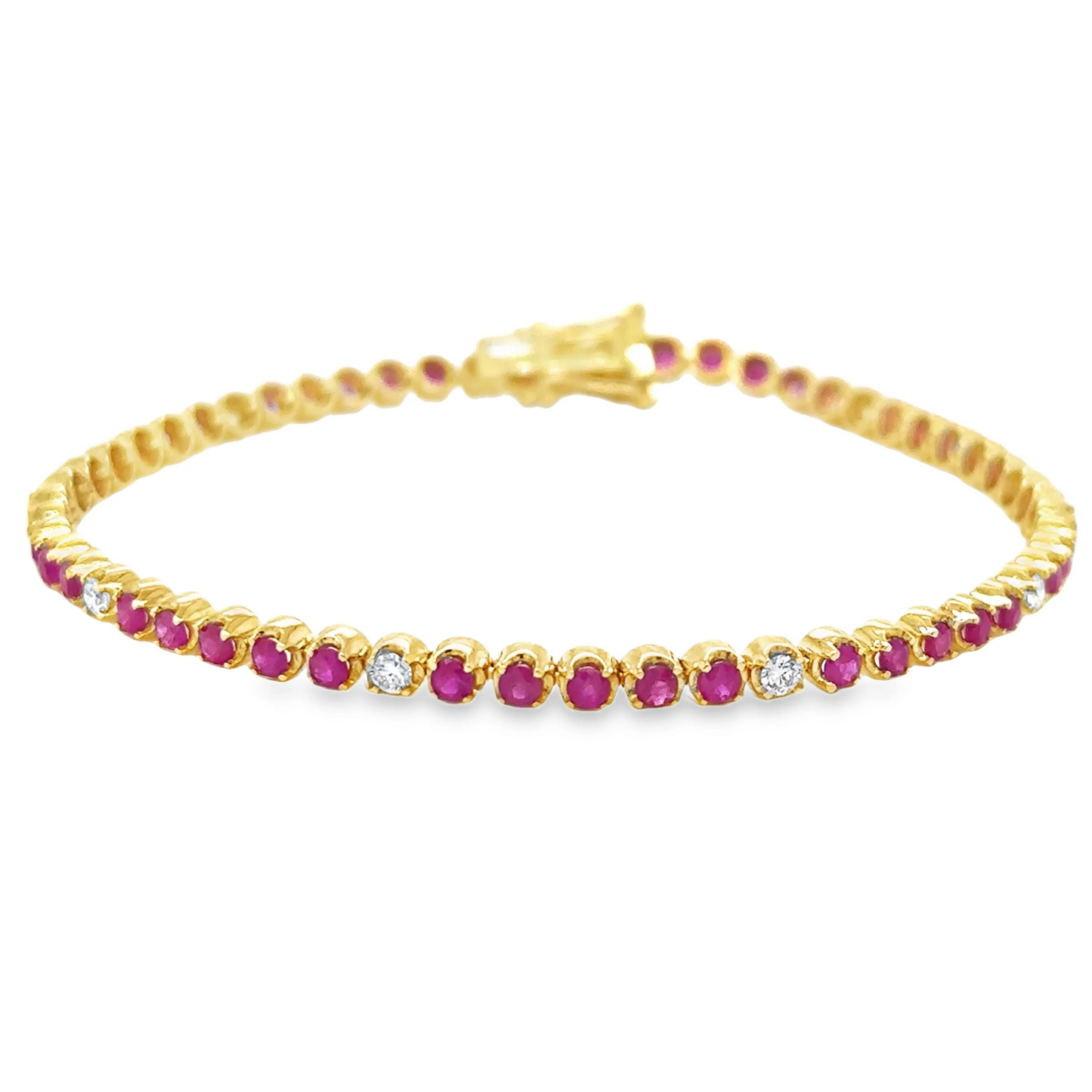 14KT GOLD DIAMOND AND RUBY BRACELET