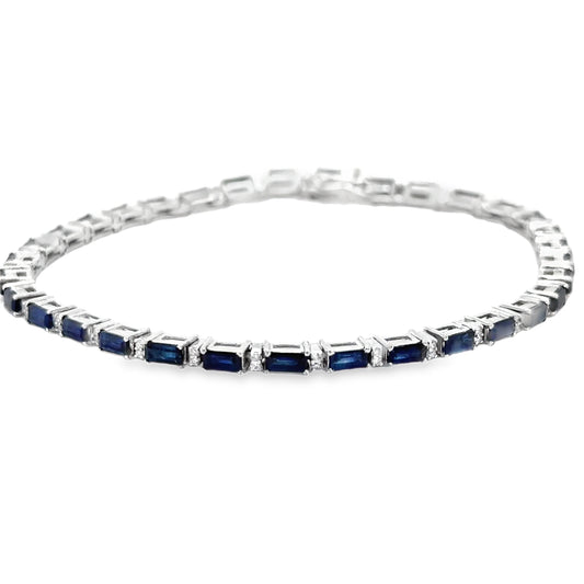 18KT WHITE GOLD SAPPHIRE AND DIAMOND BRACELET