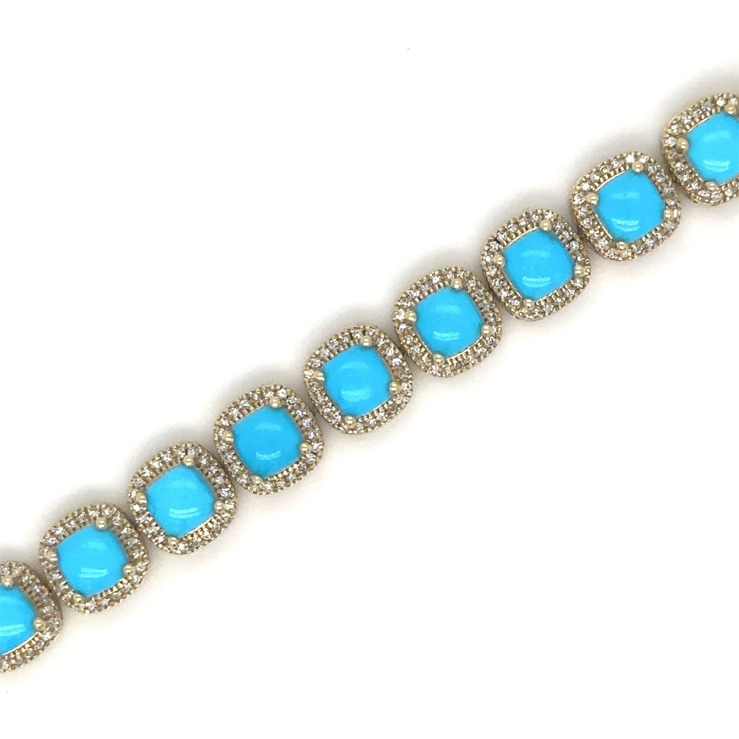 14KT YELLOW GOLD TURQUOISE AND DIAMONDS BRACELET
