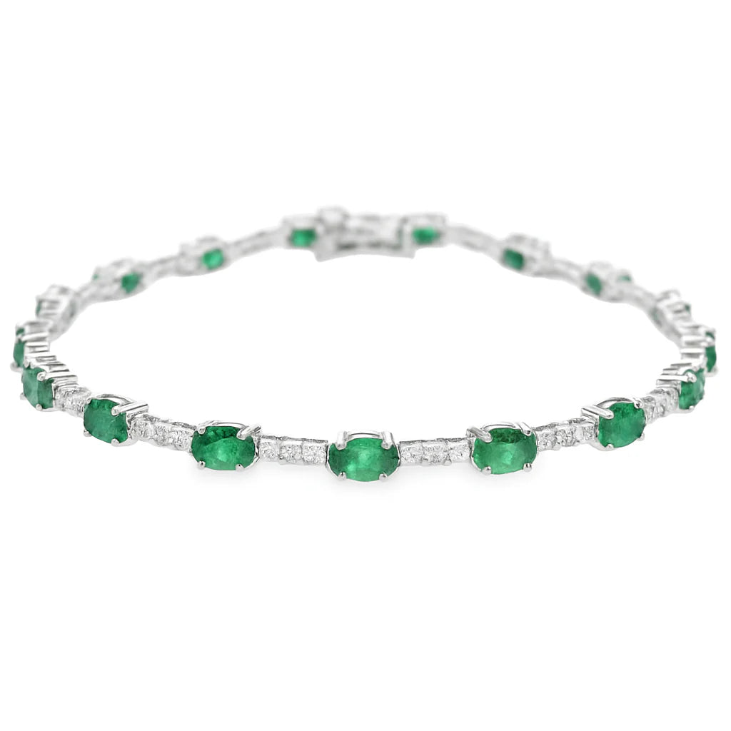 14KT GOLD EMERALD AND DIAMONDS BRACELET