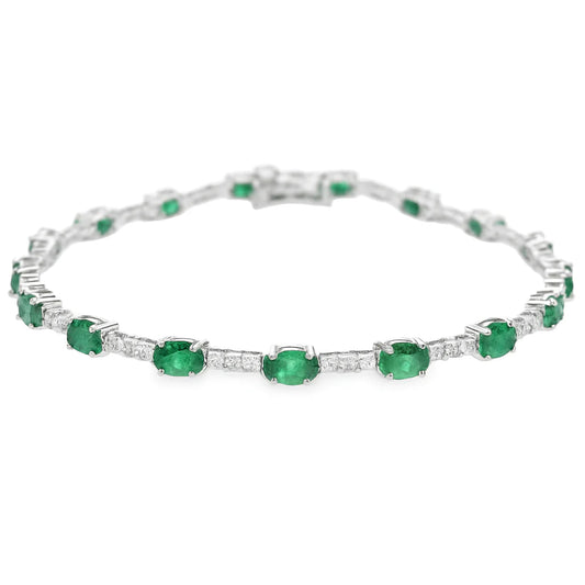 14KT GOLD EMERALD AND DIAMONDS BRACELET