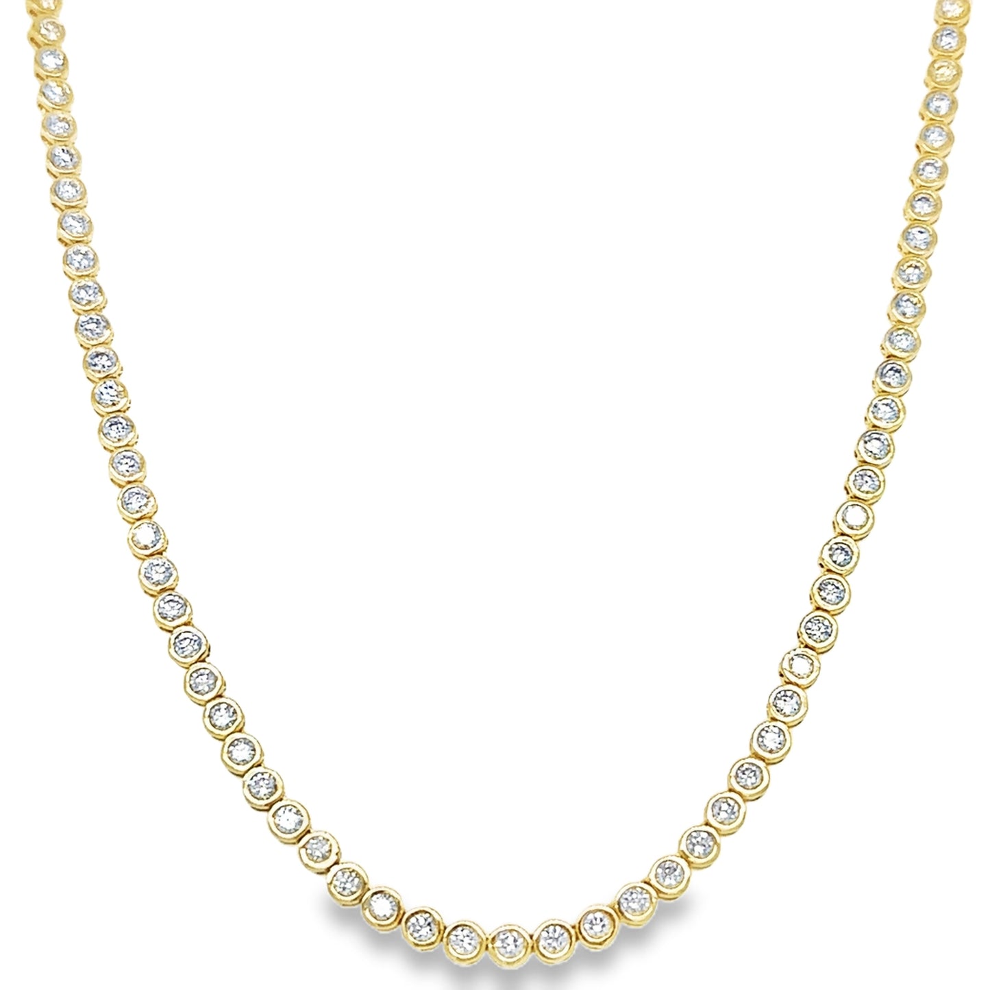 14KT YELLOW GOLD DIAMOND BEZEL TENNIS NECKLACE