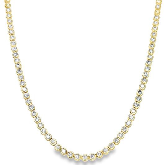 14KT YELLOW GOLD DIAMOND BEZEL TENNIS NECKLACE