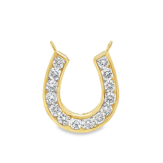 14KT YELLOW GOLD DIAMOND HORSESHOE PENDANT