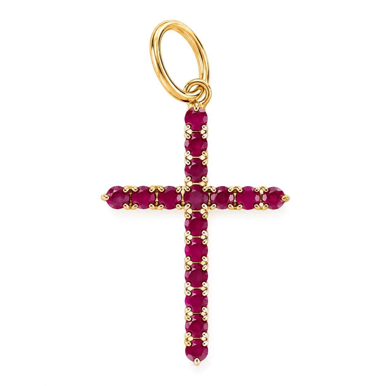 14KT GOLD RUBY CROSS PENDANT