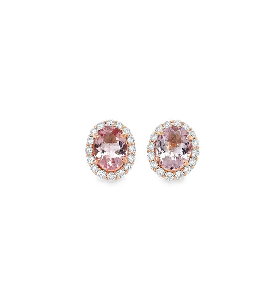 14KT ROSE GOLD MORGANITE AND DIAMONDS EARRING