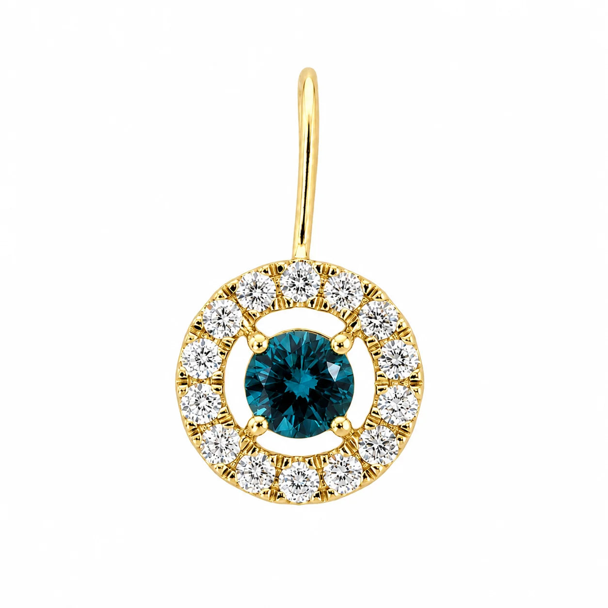 14KT GOLD WHITE AND BLUE DIAMOND EARRING PENDANT