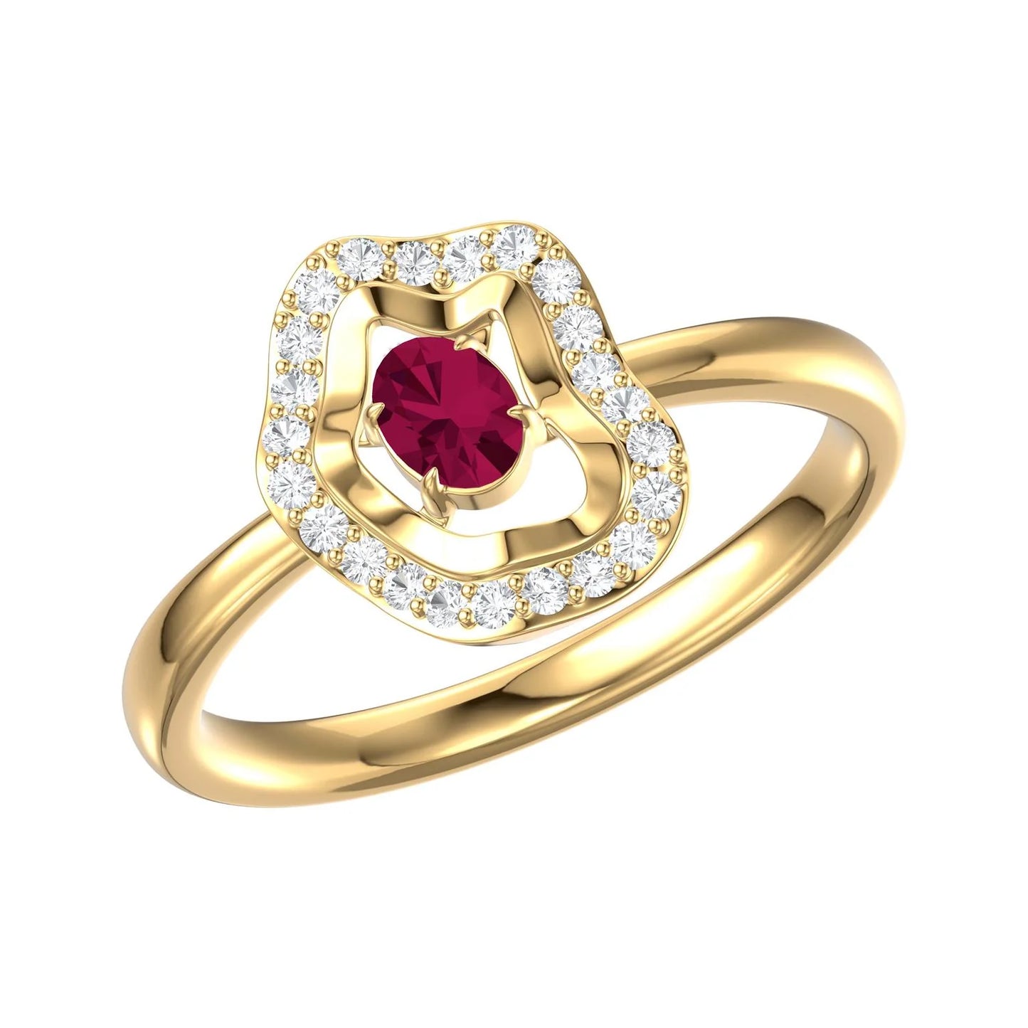 14KT YELLOW GOLD RUBY AND DIAMOND RING