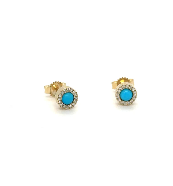 14K GOLD TURQUOISE AND DIAMOND EARRING