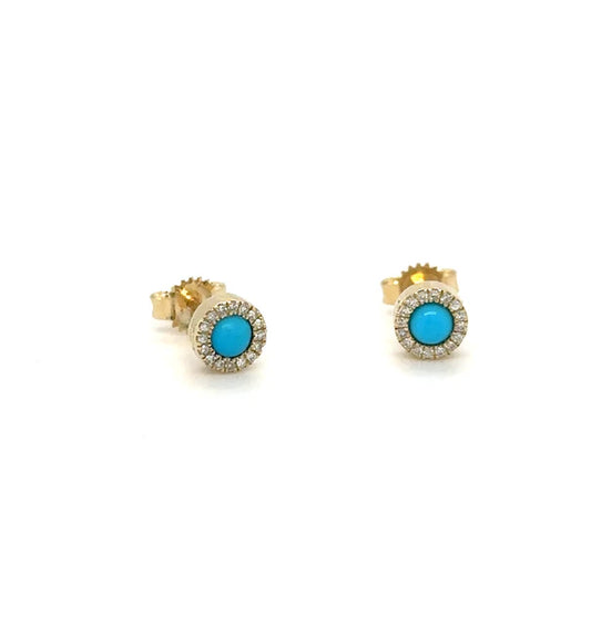 14K GOLD TURQUOISE AND DIAMOND EARRING