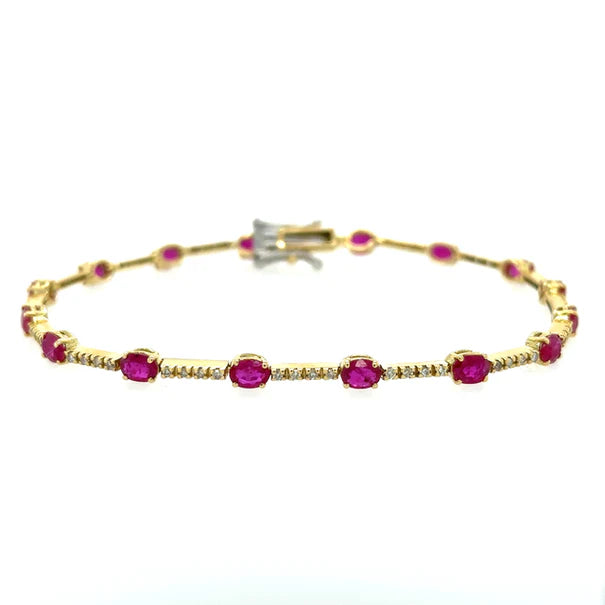 18KT YELLOW GOLD RUBY AND DIAMONDS BRACELET