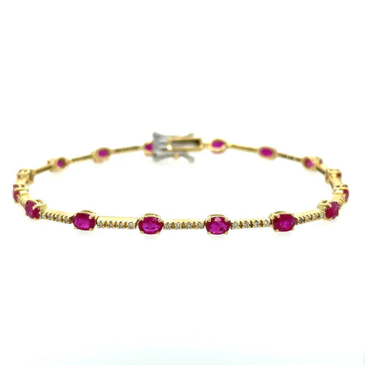 18KT YELLOW GOLD RUBY AND DIAMONDS BRACELET