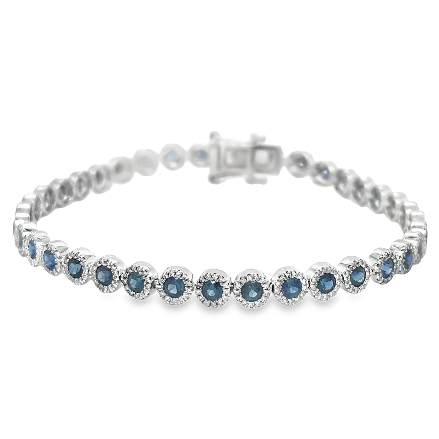 14KT GOLD SAPPHIRE AND DIAMONDS TENNIS BRACELET
