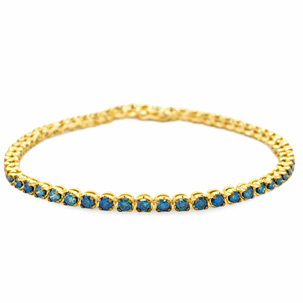 14KT GOLD BLUE DIAMONDS TENNIS BRACELET 2.00 CTS