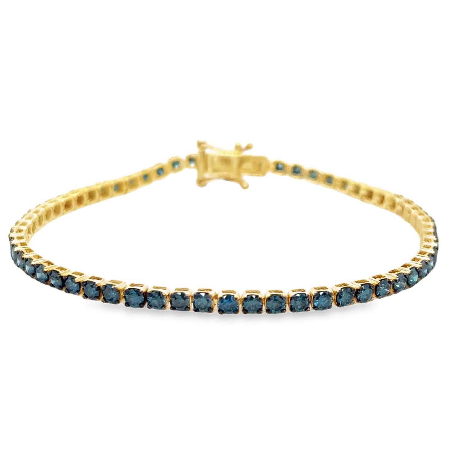 14KT GOLD BLUE DIAMONDS TENNIS BRACELET 3.00 CTS