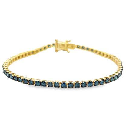 14KT GOLD BLUE DIAMONDS TENNIS BRACELET 3.00 CTS