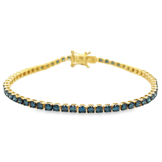14KT GOLD BLUE DIAMONDS TENNIS BRACELET 3.00 CTS