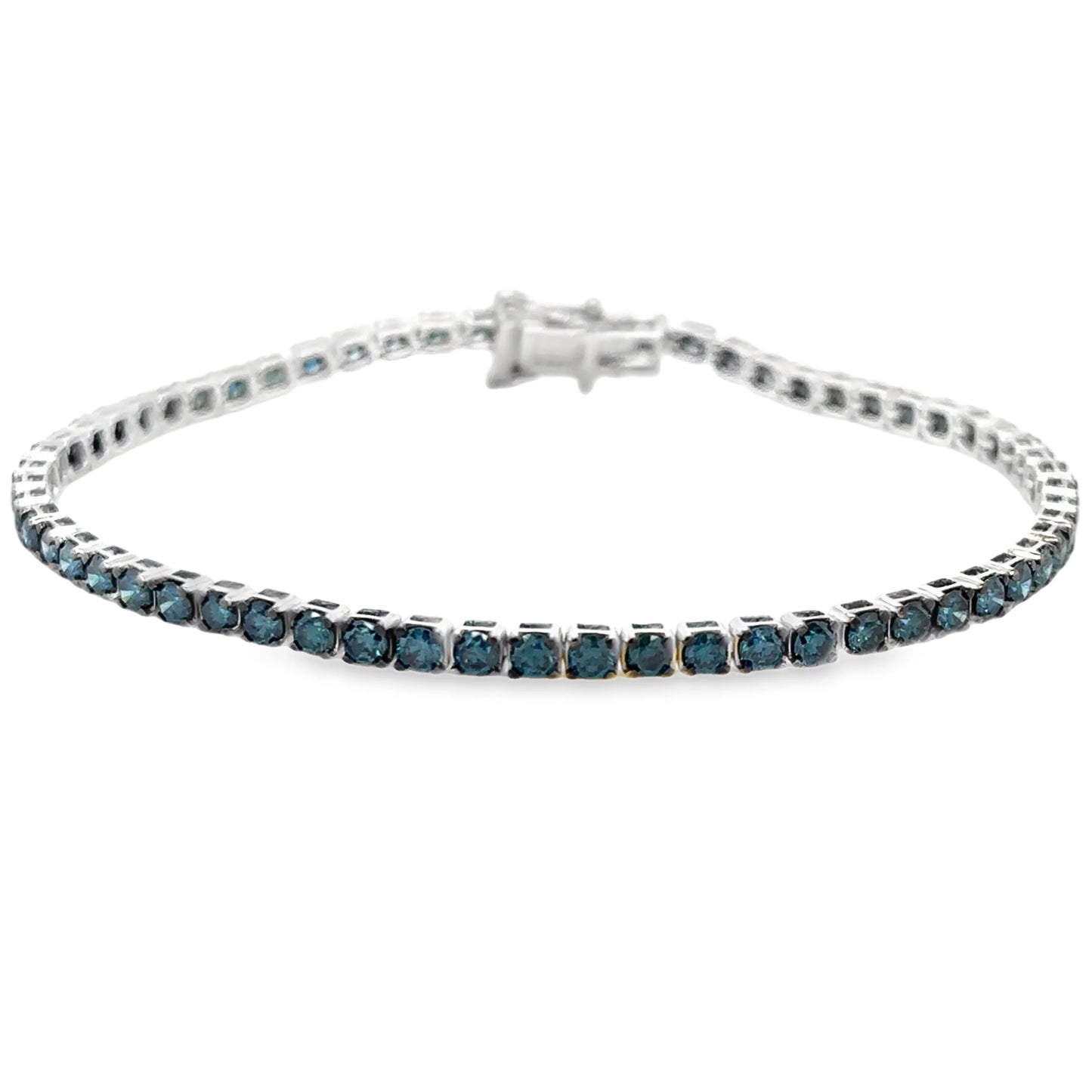 14KT GOLD BLUE DIAMONDS TENNIS BRACELET 3.00 CTS
