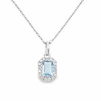 14KT GOLD AQUAMARINE AND DIAMONDS PENDANT