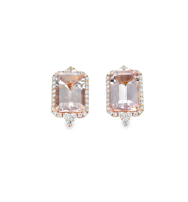 14KT ROSE GOLD MORGANITE AND DIAMONDS EARRING