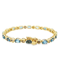 14KT YELLOW GOLD TOPAZ AND CHOCOLATE DIAMONDS BRACELET