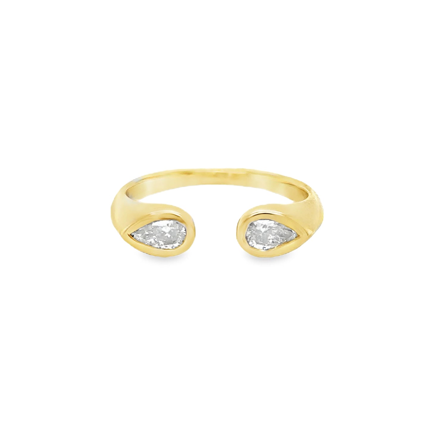14KT GOLD PEAR SHAPE DIAMOND OPEN ENDED RING