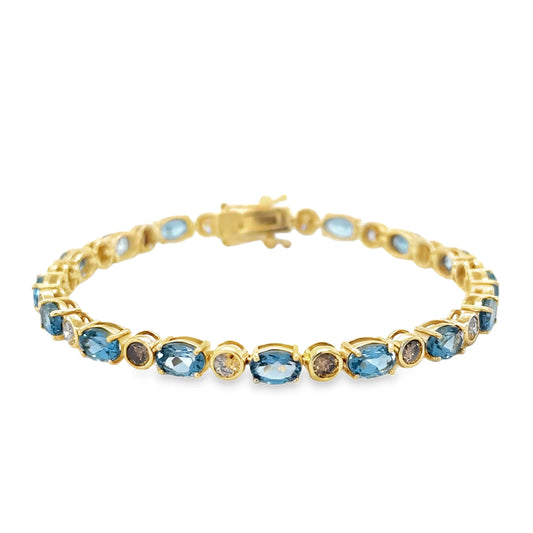 14KT YELLOW GOLD TOPAZ AND CHOCOLATE DIAMONDS BRACELET