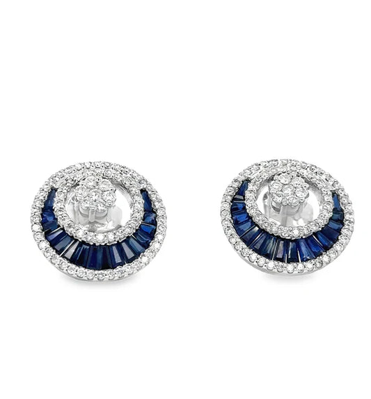 18KT WHITE GOLD SAPPHIRE AND DIAMONDS EARRING