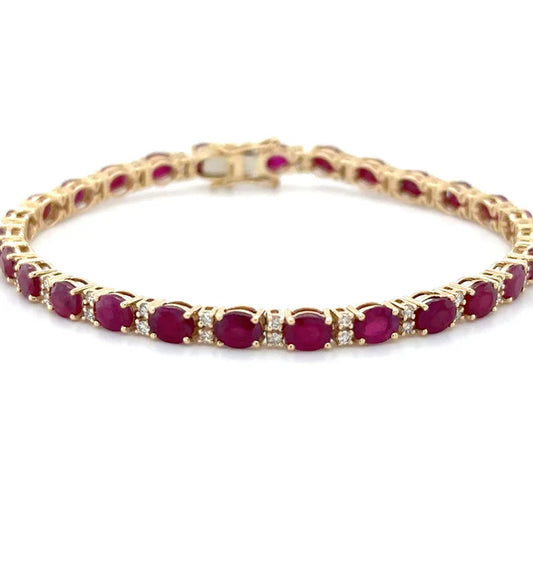 14KT YELLOW GOLD RUBY AND DIAMONDS BRACELET