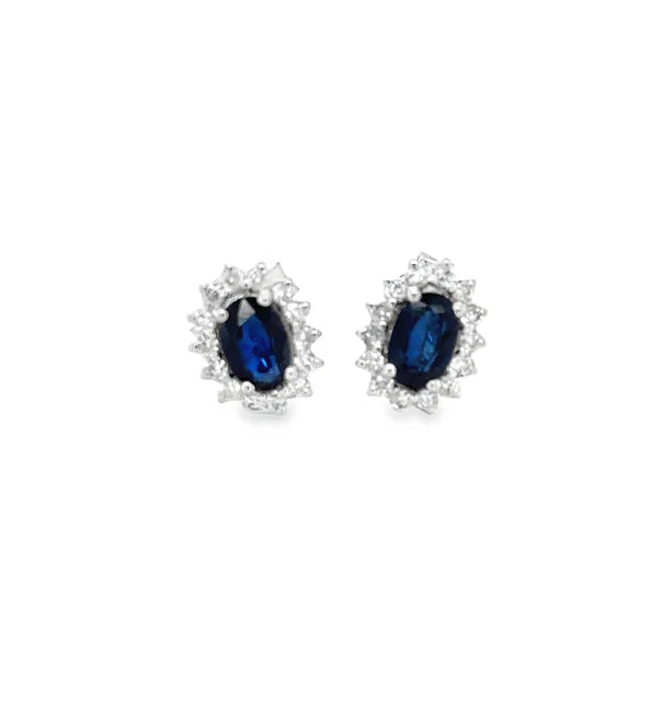 18KT WHITE GOLD SAPPHIRE AND DIAMONDS EARRING