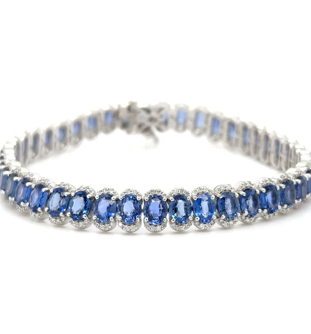 18KT WHITE GOLD SAPPHIRE AND DIAMOND BRACELET