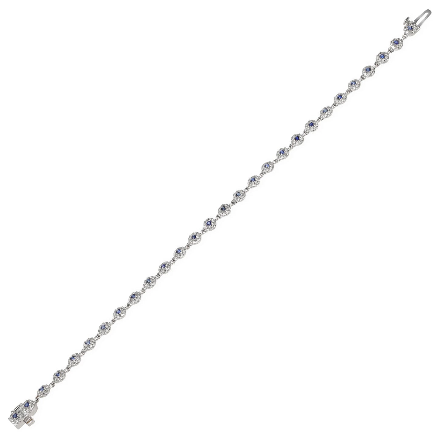 14KT DIAMOND AND BLUE SAPPHIRE ROUND DISK BRACELET