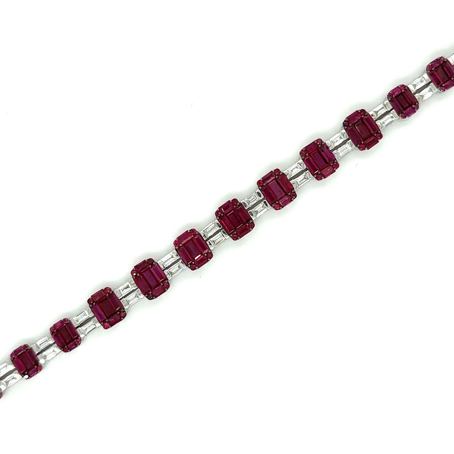 18K WHITE GOLD RUBY AND DIAMOND BRACELET