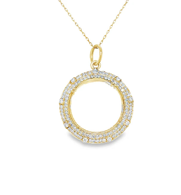 14KT YELLOW GOLD CLEAR QUARTZ PENDANT WITH DIAMONDS