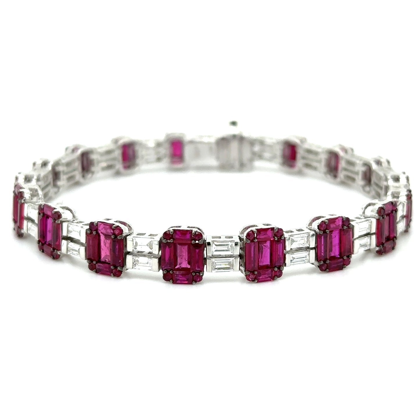 18K WHITE GOLD RUBY AND DIAMOND BRACELET