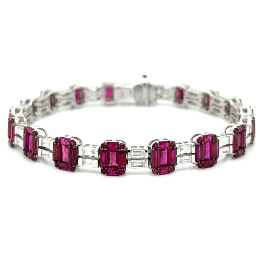 18K WHITE GOLD RUBY AND DIAMOND BRACELET