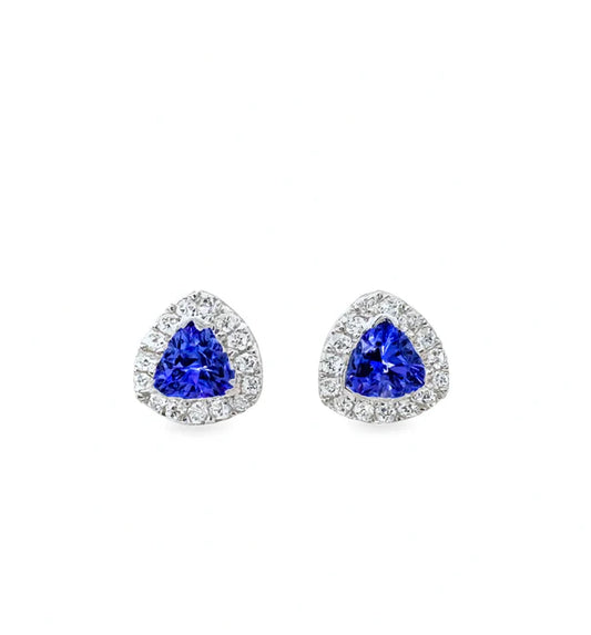 14KT GOLD TANZANITE AND DIAMONDS STUD EARRING