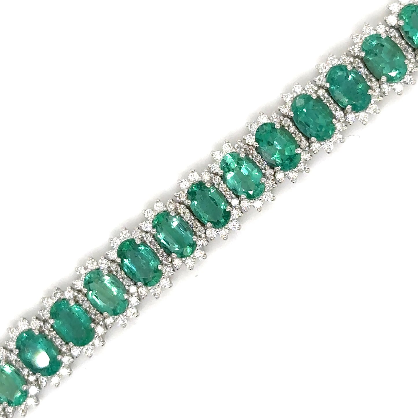 18K WHITE GOLD EMERALD AND DIAMOND BRACELET