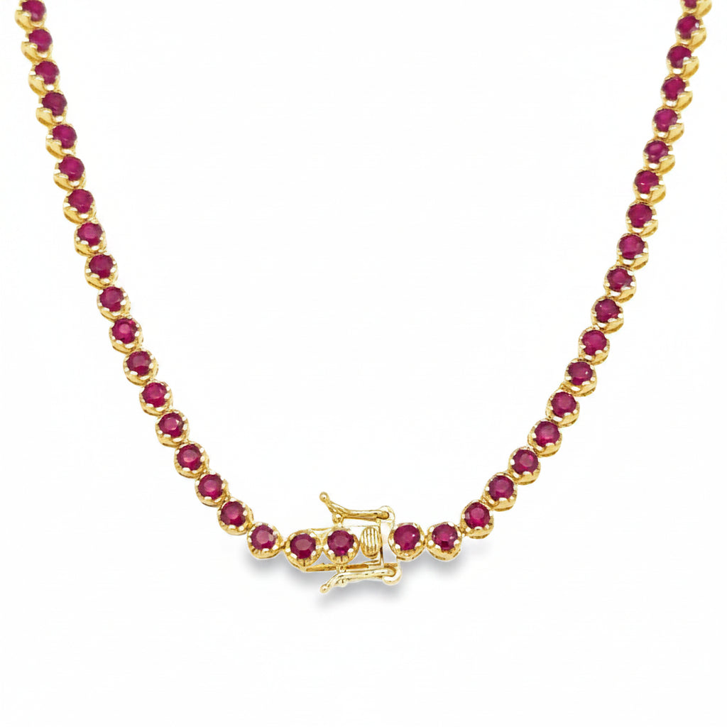 14KT GOLD RUBY TENNIS NECKLACE