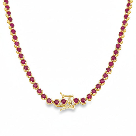 14KT GOLD RUBY TENNIS NECKLACE