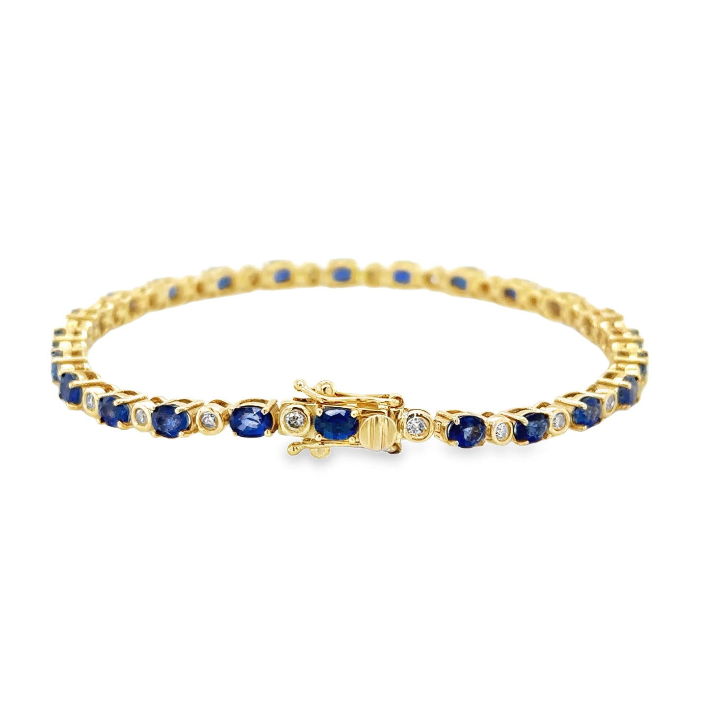 14KT YELLOW GOLD SAPPHIRE AND CHAMPAGNE DIAMONDS BRACELET