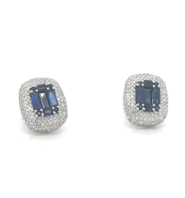 14KT YELLOW GOLD SAPPHIRE AND DIAMONDS EARRING