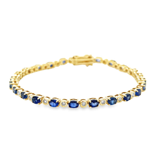 14KT YELLOW GOLD SAPPHIRE AND CHAMPAGNE DIAMONDS BRACELET