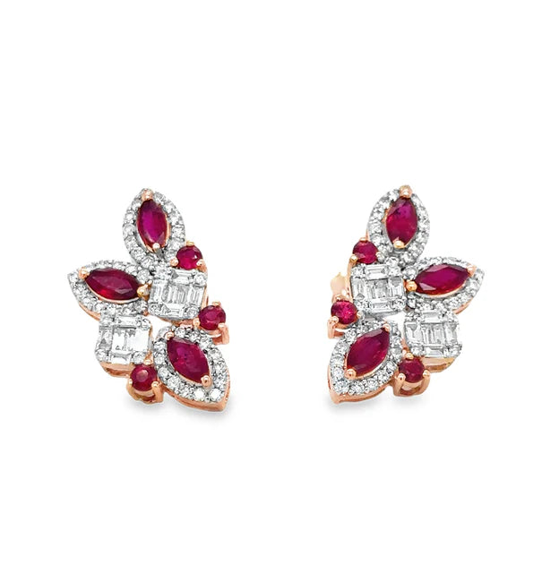 18KT ROSE GOLD RUBY AND DIAMONDS EARRING