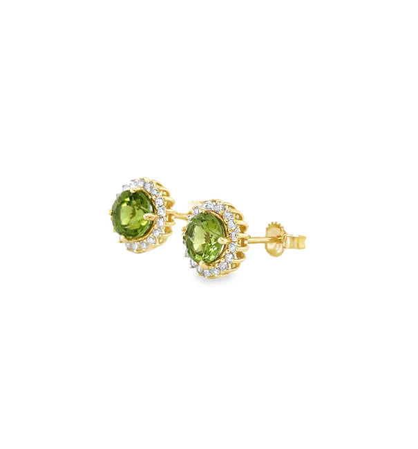 14KT GOLD AND WHITE GOLD GREEN TOURMALINE AND DIAMONDS EARRING