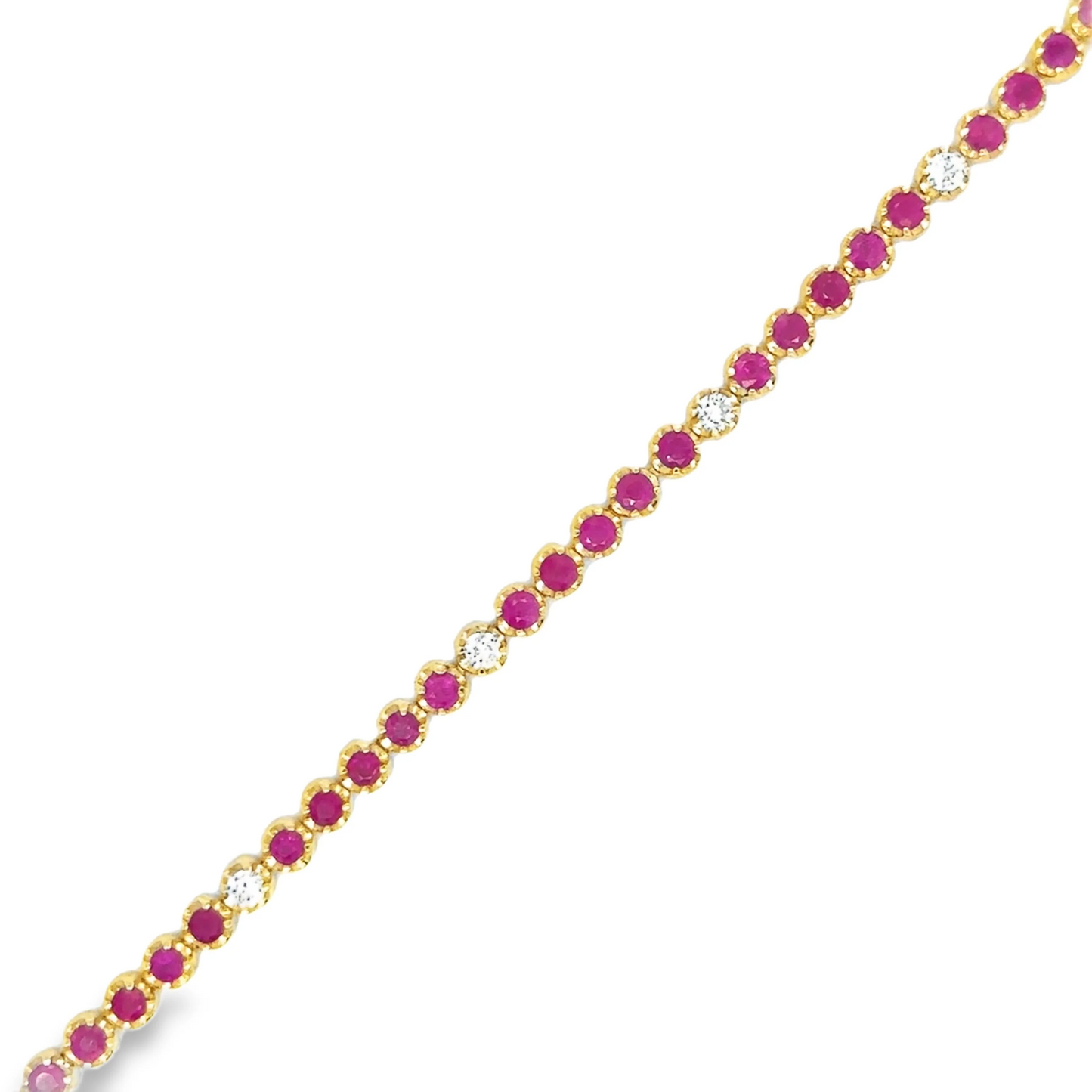 14KT GOLD DIAMOND AND RUBY BRACELET