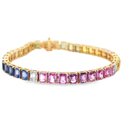 18KT ROSE GOLD MULTI SAPPHIRE AND DIAMONDS BRACELET