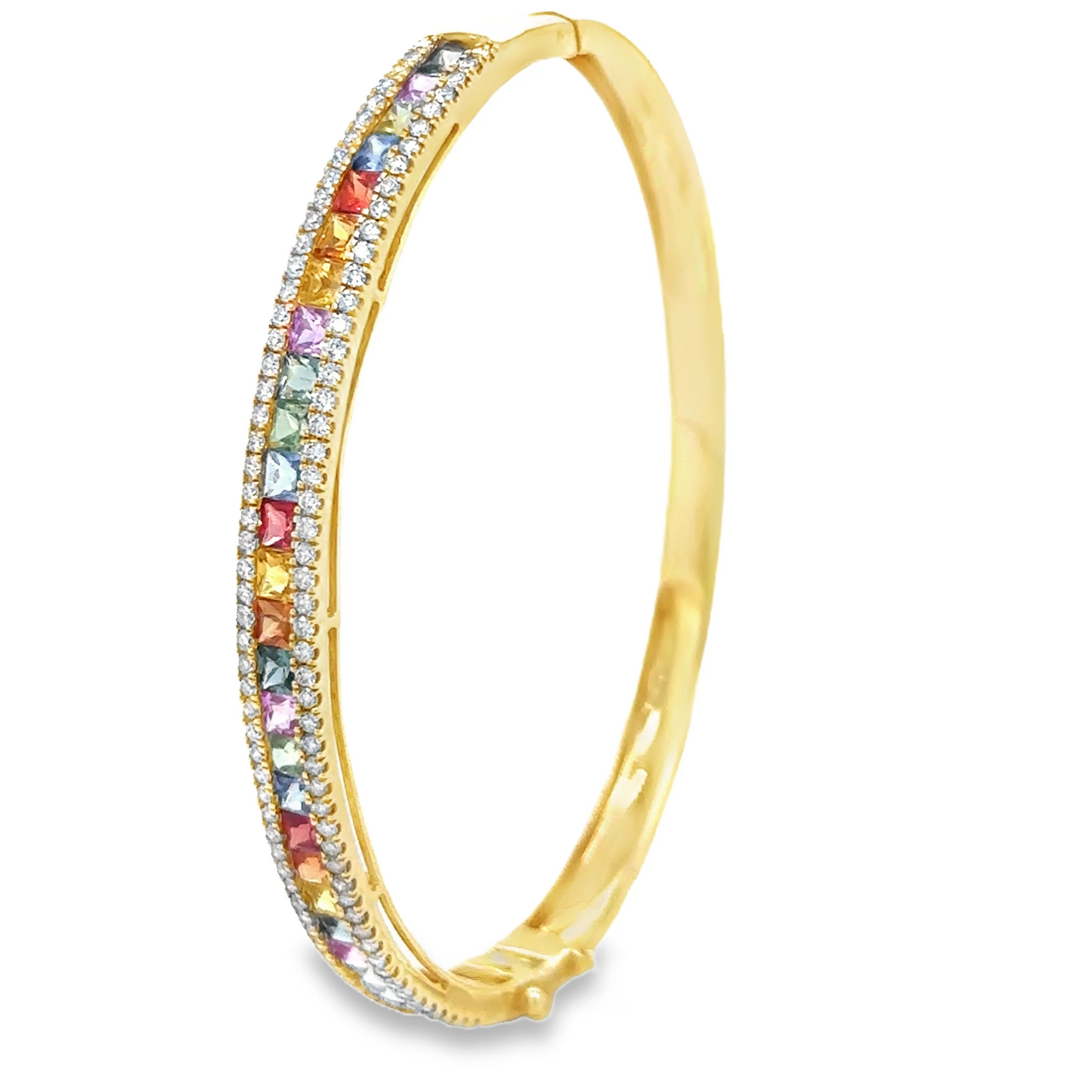 14KT YELLOW GOLD MULTI SAPPHIRE AND DIAMOND BRACELET