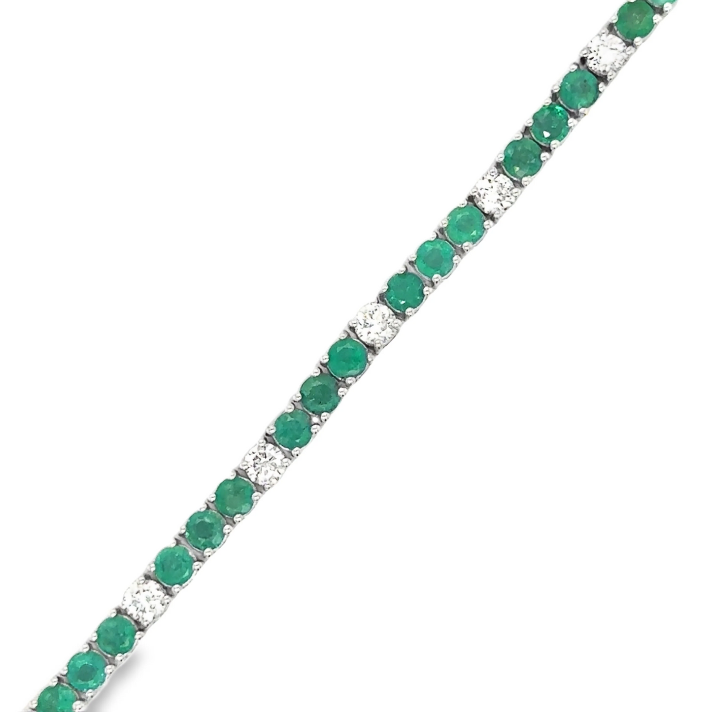 14KT WHITE GOLD DIAMOND AND EMERALD BRACELET
