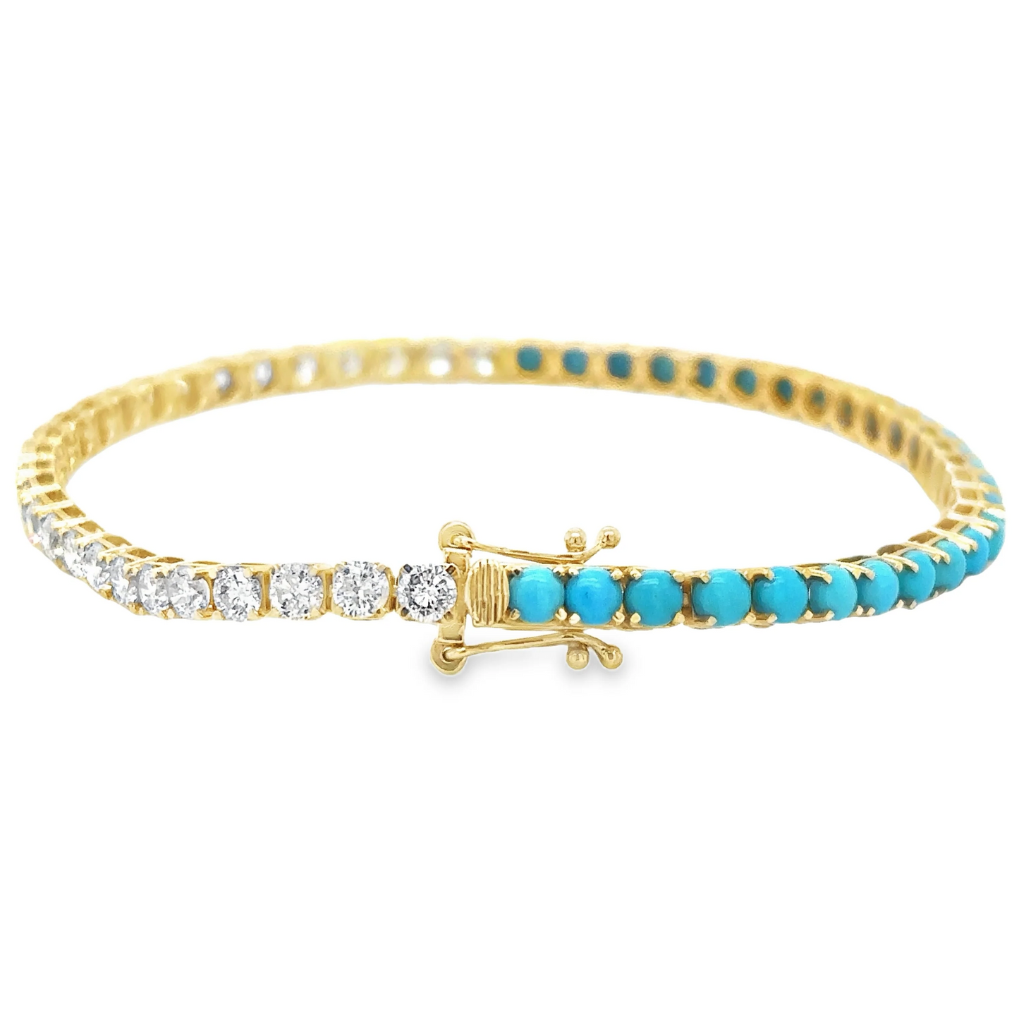 14KT GOLD TURQUOISE AND CHAMPAGNE DIAMONDS BRACELET